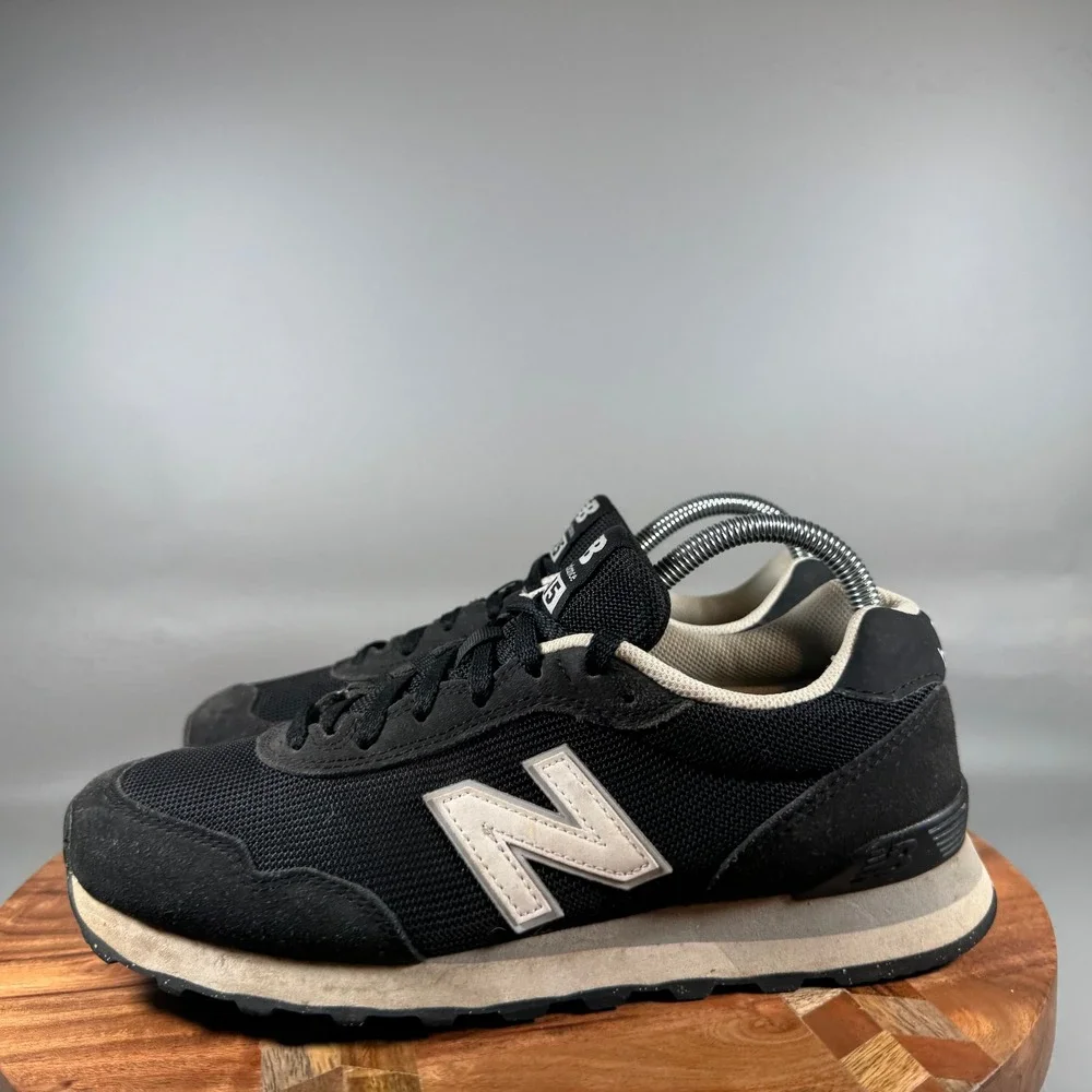 New Balance 515 Mens Black White Suede Mesh Lifestyle Sneakers ML515BLK Size 8